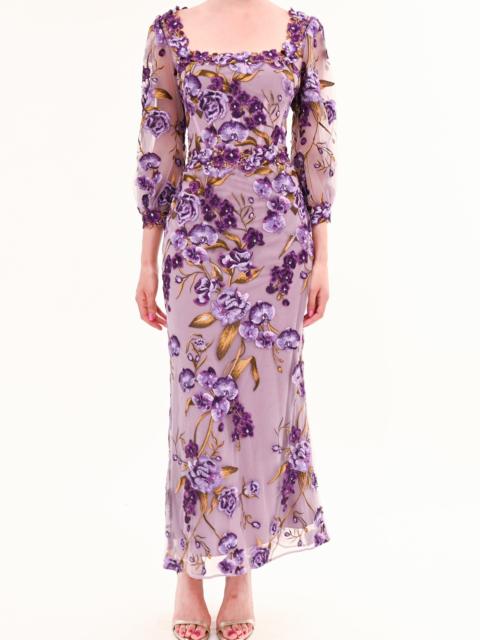 BRONIX BOTANICALS LONG SLEEVE MIDI DRESS