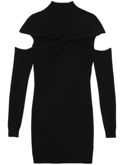 cut-out twisted wool minidress
