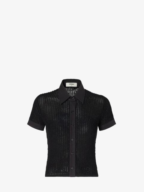 Shirt Black cotton mesh shirt