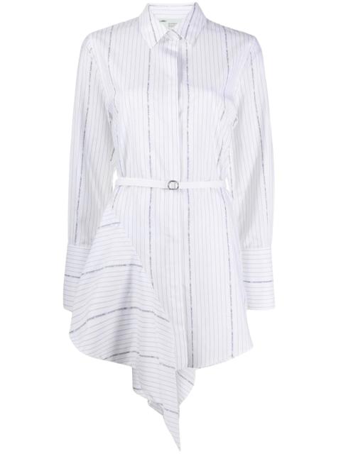 striped asymmetric mini shirt dress