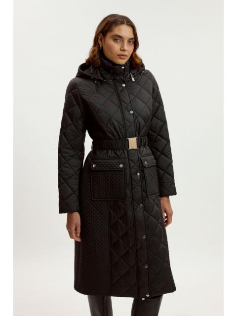Quilted Hooded Longline Coat