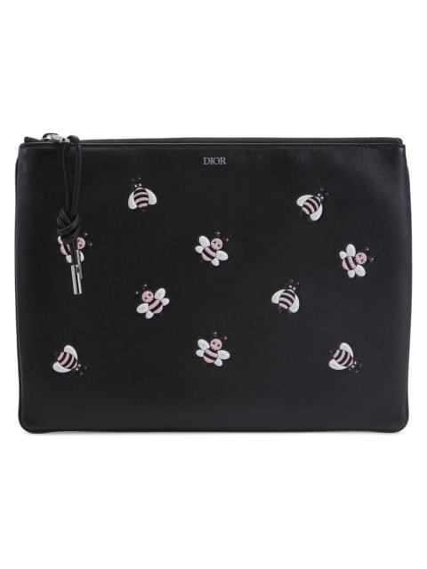Dior x Kaws Pouch Pink Bees Black