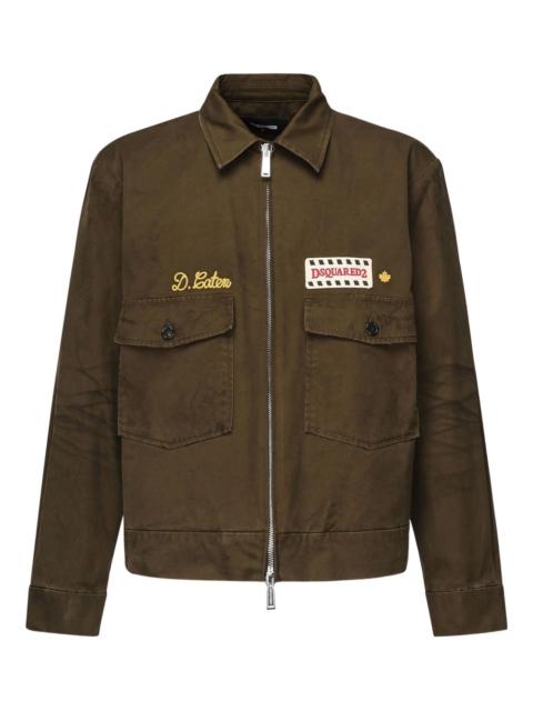 embroidered patch zip-up jacket