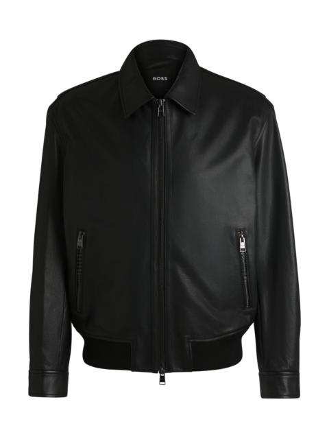 MILLED-LEATHER JACKET WITH TWO-WAY ZIP