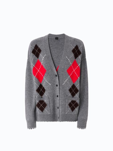 WOOL AND CASHMERE CARDIGAN WITH DIAMOND MOTIF