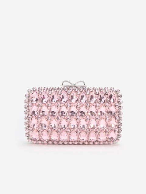 Pink Satin Crystal Clutch Bag