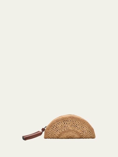 Half Moon Raffia Bow Clutch Bag