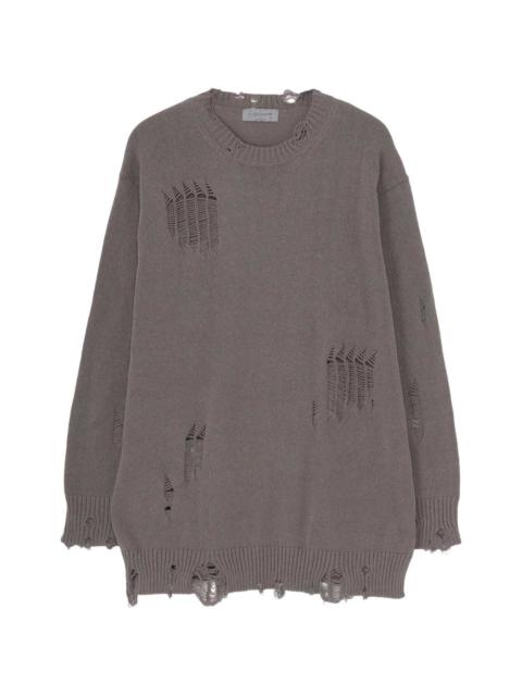 distressed crew-neck sweater