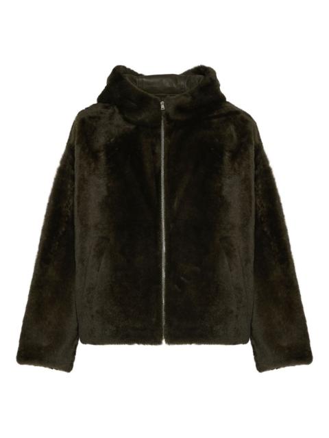 hooded shearling jacket