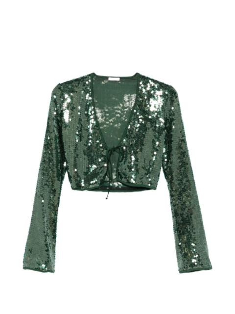 Marylin sequin tie-fastening top