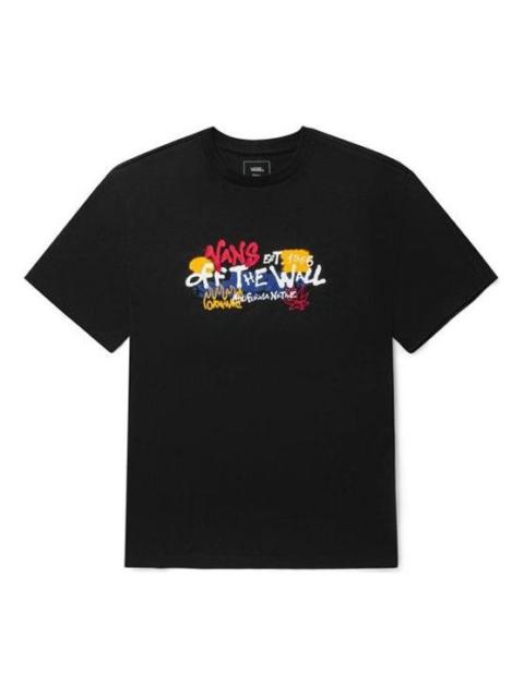 Vans Graffiti Alphabet Cartoon Printing Sports Loose Short Sleeve Couple Style Black VN0A5F3JBLK