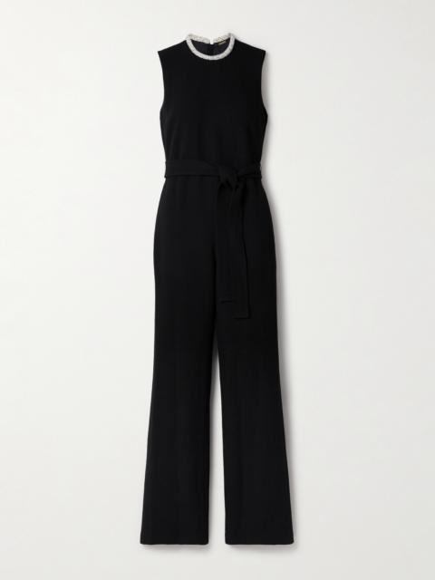 Barclay Belted Embellished Wool-crepe Jumpsuit