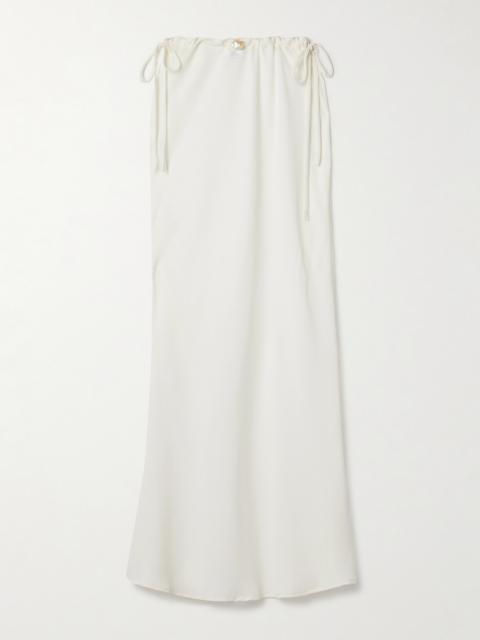 Ola Pearl-embellished Recycled Crepe De Chine Midi Skirt