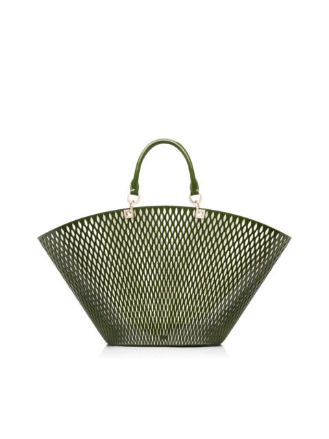 CUT OUT PATENT LEATHER LARGE PANIER