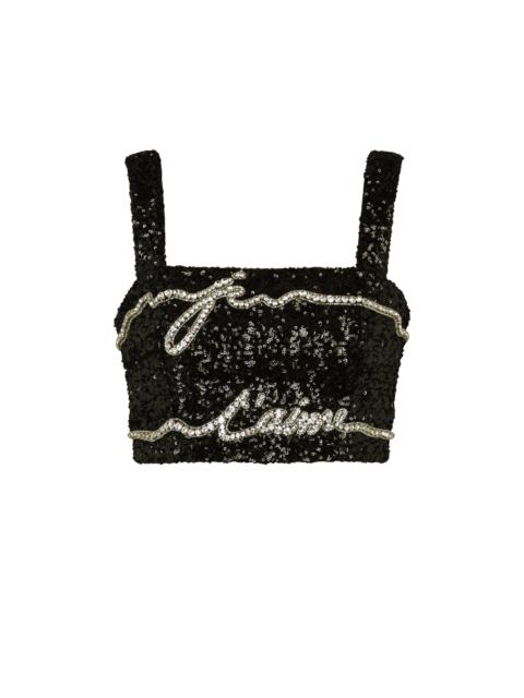 Cropped top with "Love Letter" embroidery