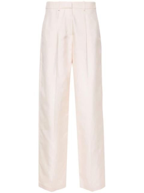 wide-leg silk trousers