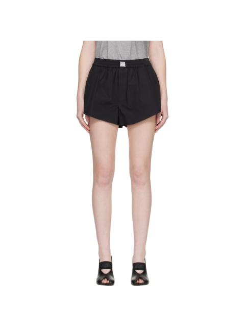 Black Cotton Poplin Shorts