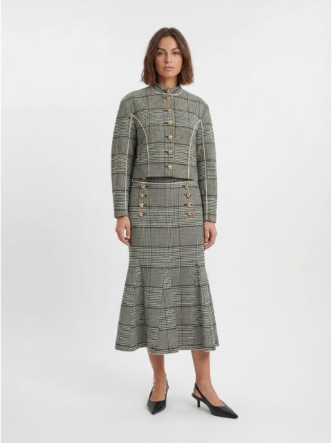 Tailored Check High Neck Jacket
