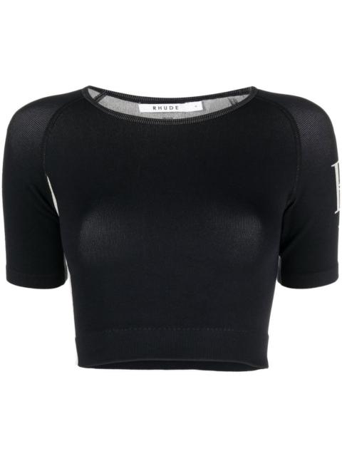 logo-print cropped T-shirt