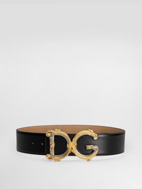 Calfskin belt with logo