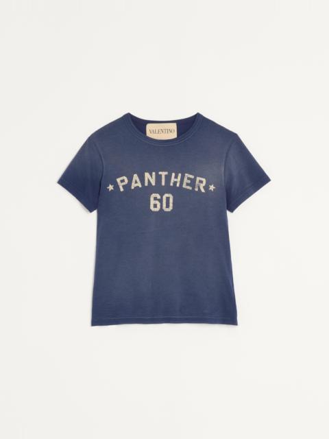 COTTON T-SHIRT WITH CHEZ VALENTINO PRINT AND PATCH