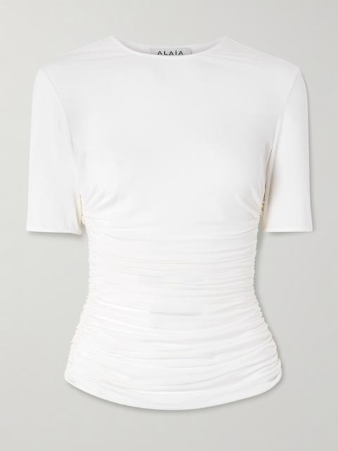 Ruched Stretch-jersey T-shirt