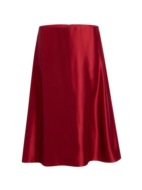 Nania Mid-Rise Silk-Twill Knee-Length Skirt red
