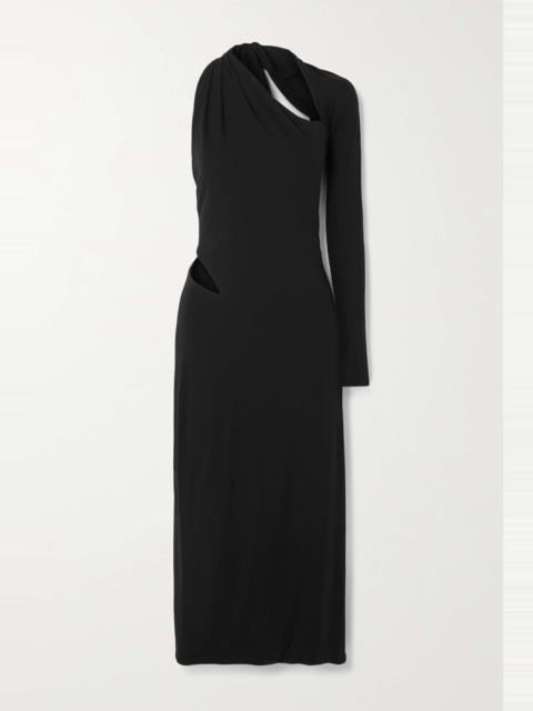 Cutout one-shoulder stretch-jersey midi dress