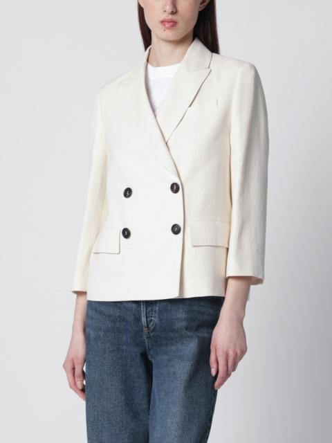 Ivory fluid twill jacket in viscose and linen
