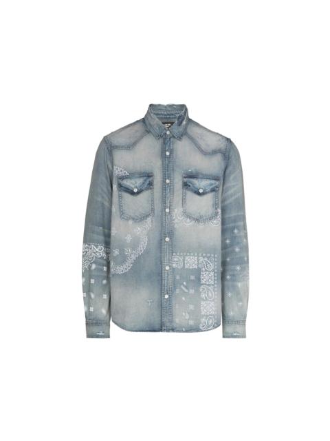 AMIRI Bandana Print Denim Shirt Clay Indigo
