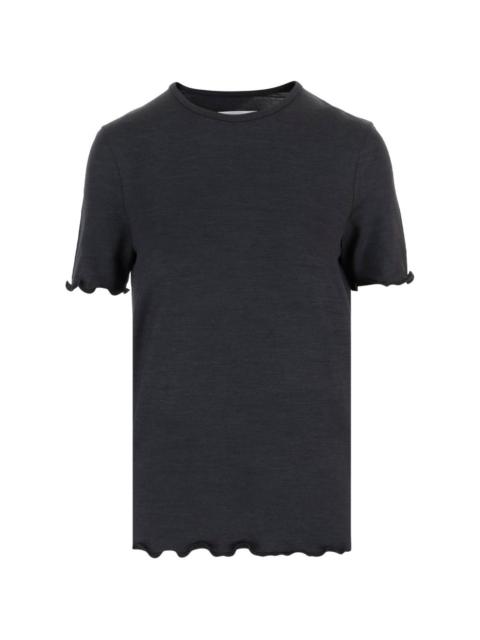 gathered-hems round-neck T-shirt