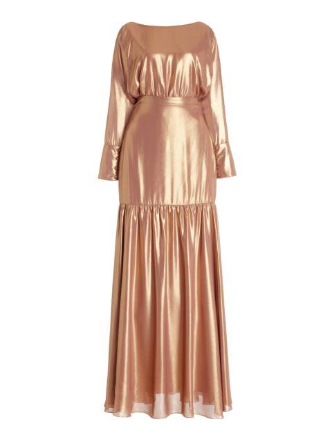 Exclusive Lame Maxi Dress rose gold