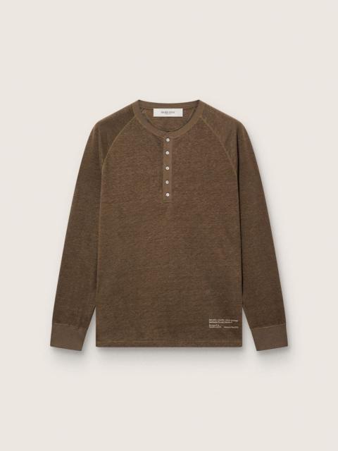 Men's long-sleeved sweater in tortoiseshell-brown linen jersey