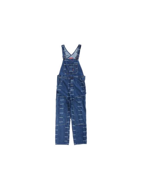Supreme Logo Denim Overalls Blue