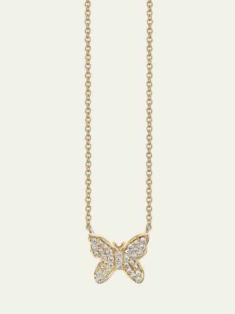 14k Yellow Gold Diamond Butterfly Necklace