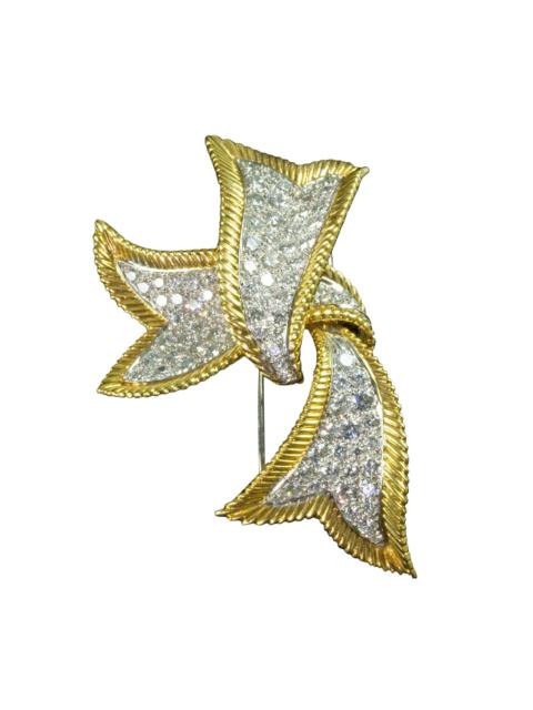 Diamond Small Ribbon Brooch