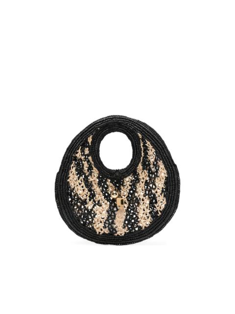 raffia circle-handle tote bag