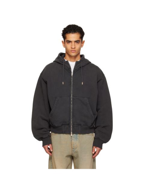 Black Oversized Zip-Up Hoodie