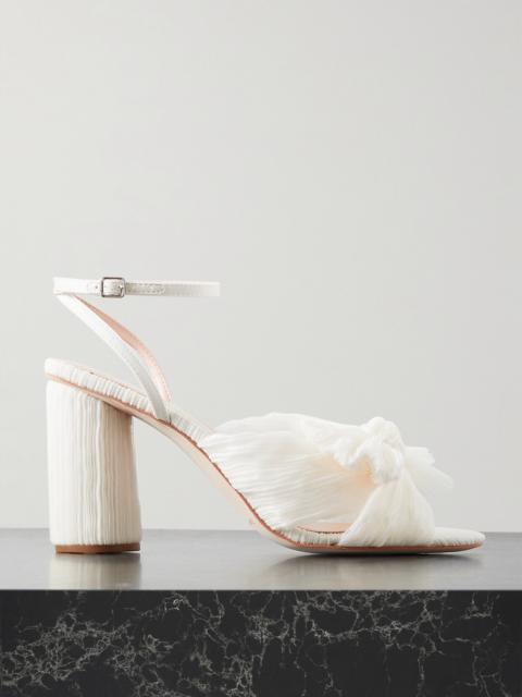 Camellia Bow-embellished Plissé-organza Sandals