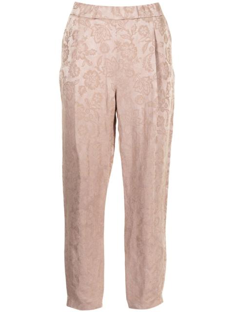 high-rise cropped jacquard trousers