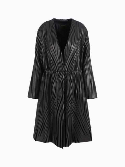 EMBROIDERED NAPPA LEATHER AND VELVET COAT