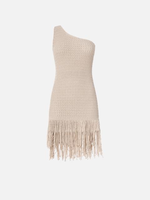 ONE-SHOULDER MINI DRESS WITH FRINGING
