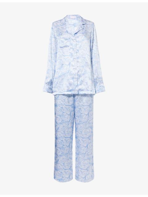 Rose-Print Silk Pyjamas