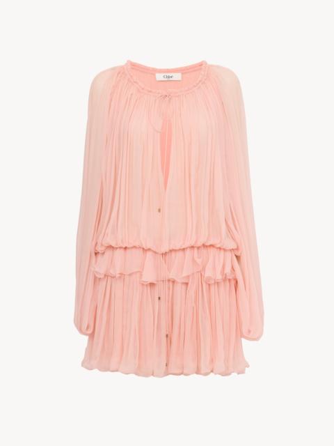 MINI CAPE DRESS IN SILK MOUSSELINE