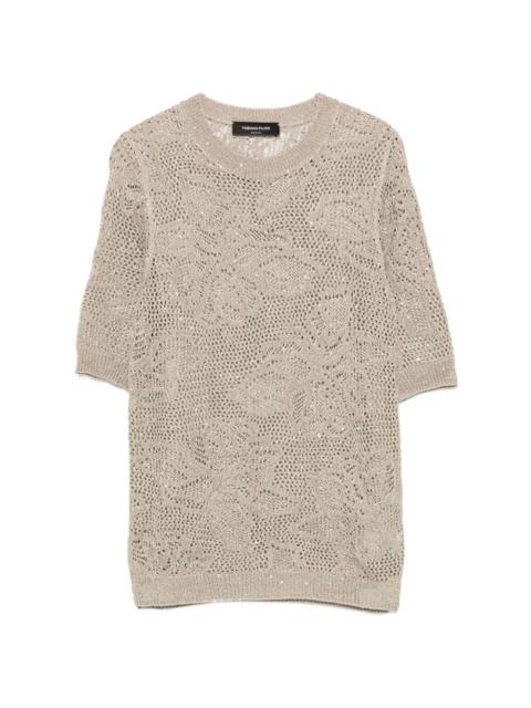 open-knit T-shirt