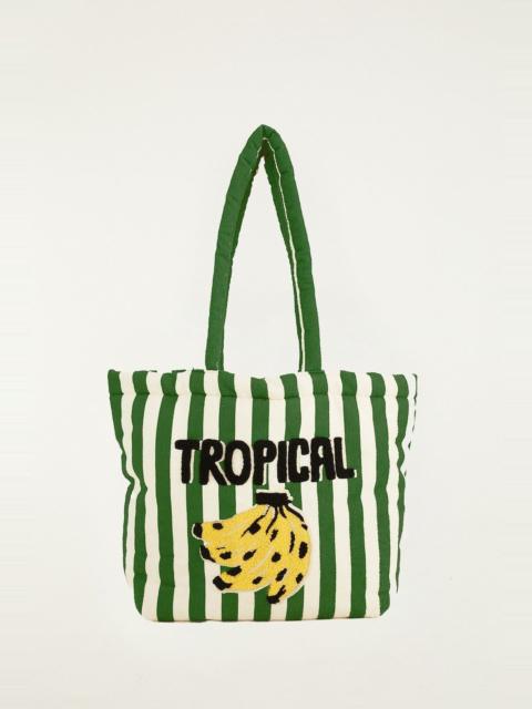 Green Tropical Banana Embroidered Tote Bag