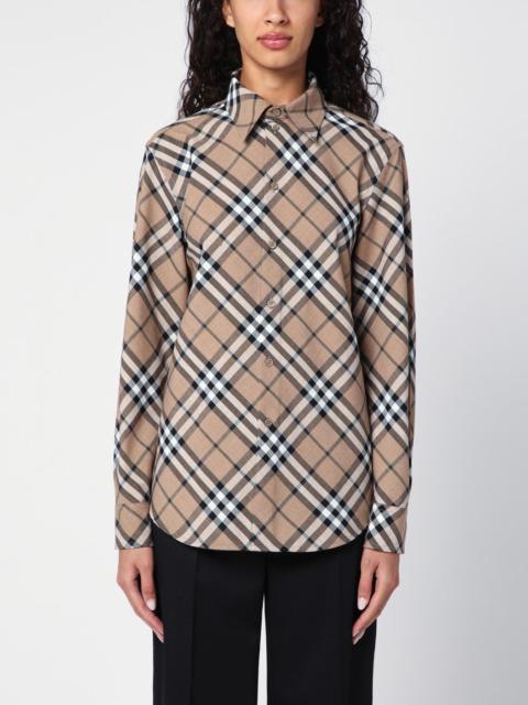Check pattern wool blend shirt