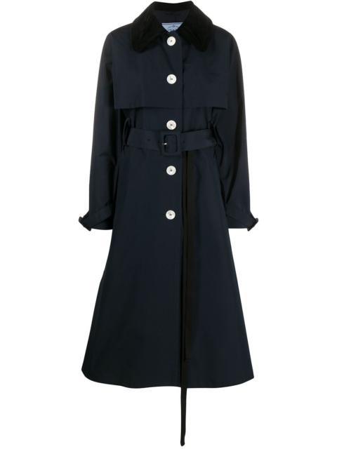 single-breasted belted trench coat