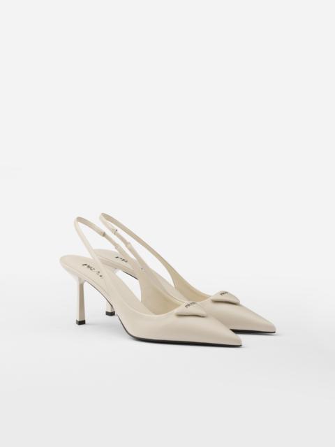 Saffiano patent leather slingback pumps