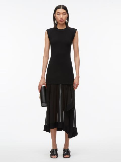 Compact Rib Dress with Chiffon Skirt